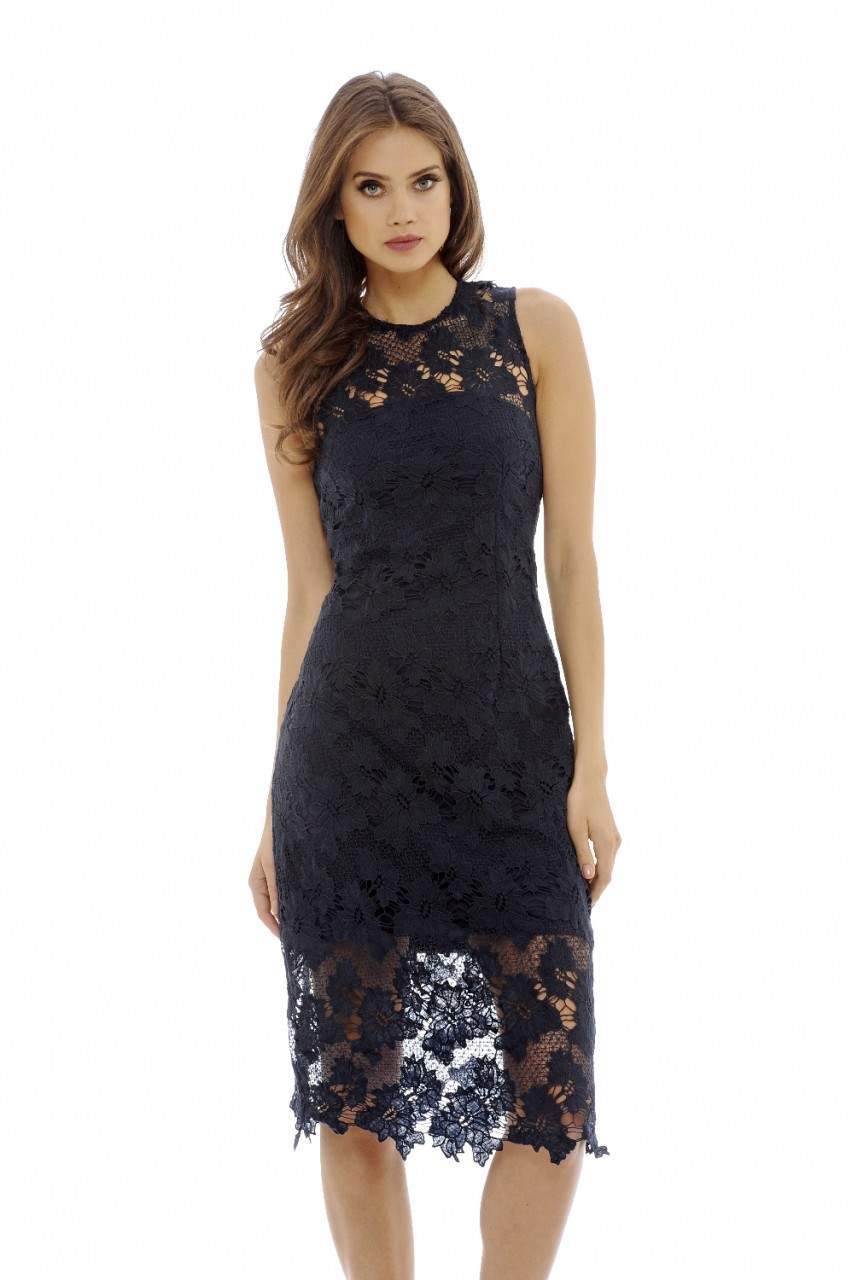 Navy Lace Midi  Dress - Swimclubus