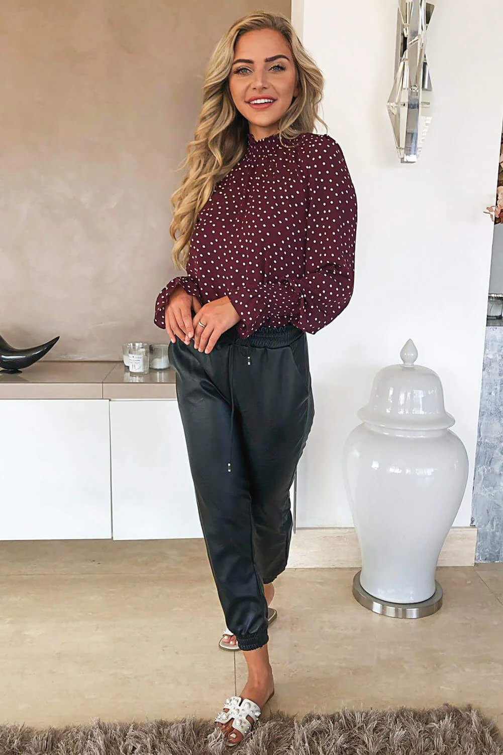 Plum Polka Dot Elasticated Top - Swimclubus