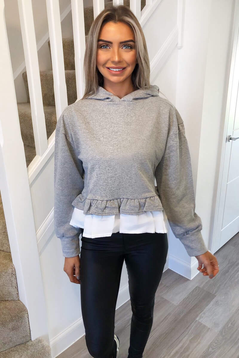 Grey Peplum Hoodie - Swimclubus