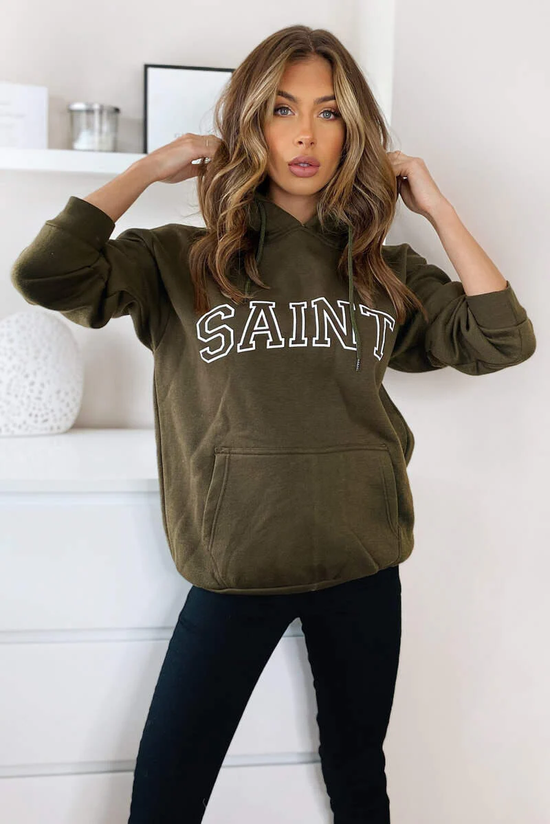Khaki Saint Oversized Hoodie - Swimclubus