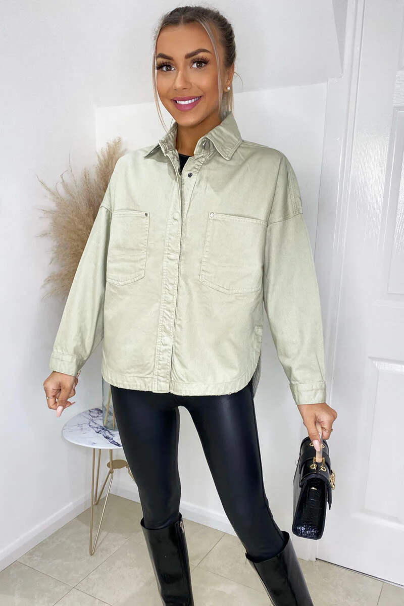 Stone Denim Double Pocket Shirt Jacket - Swimclubus