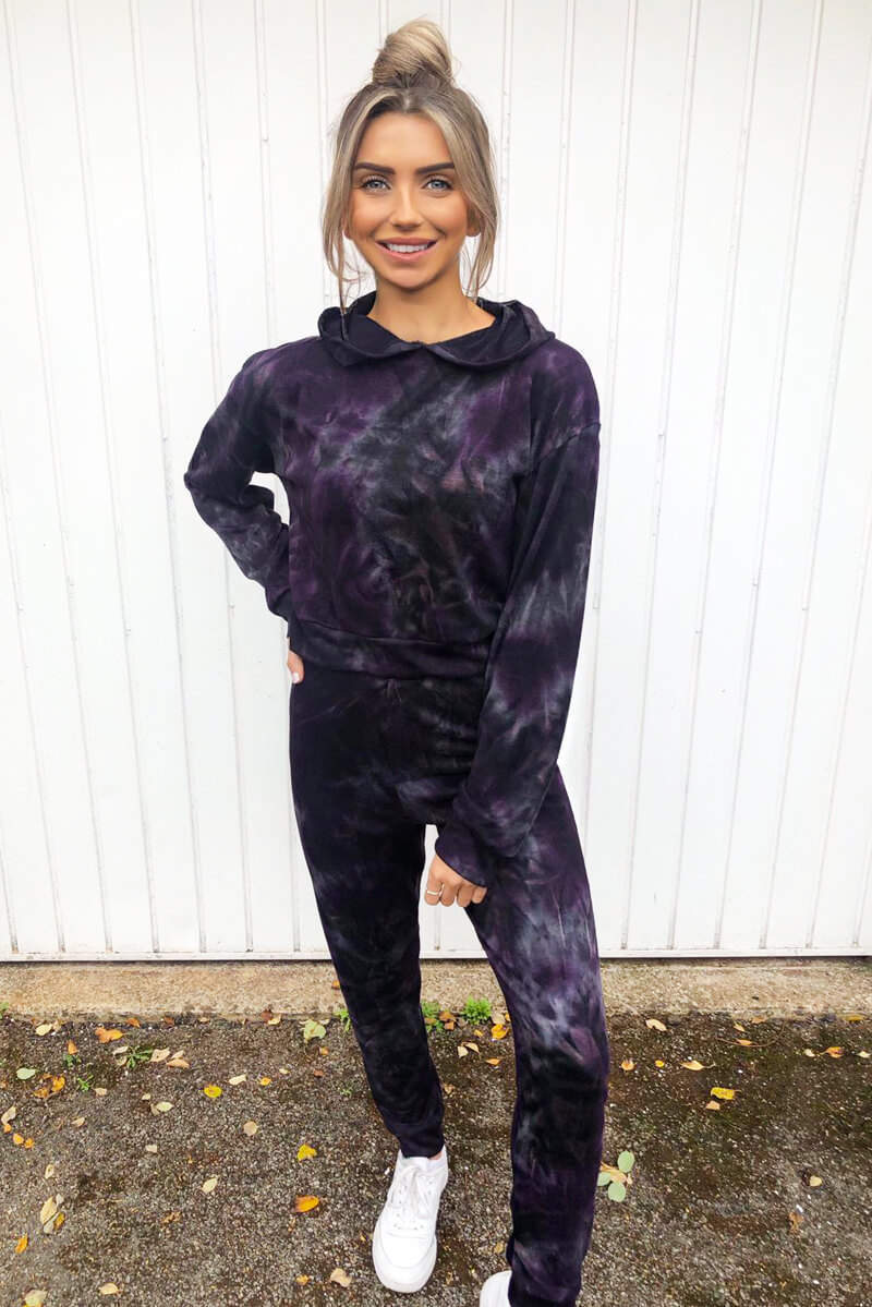 Plum Tie Dye Hoodie and Joggers Set - Swimclubus