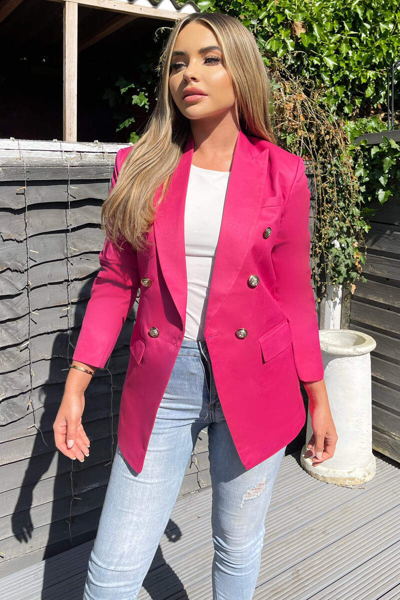 Pink Military Style Blazer - Swimclubus