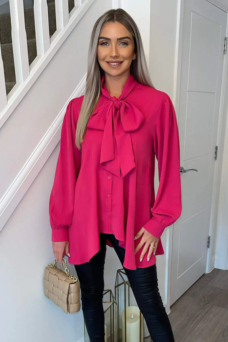 Pink Tie Neck Shirt - Swimclubus