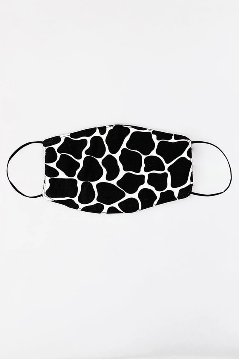 Black Giraffe Printed Face Covering - Swimclubus