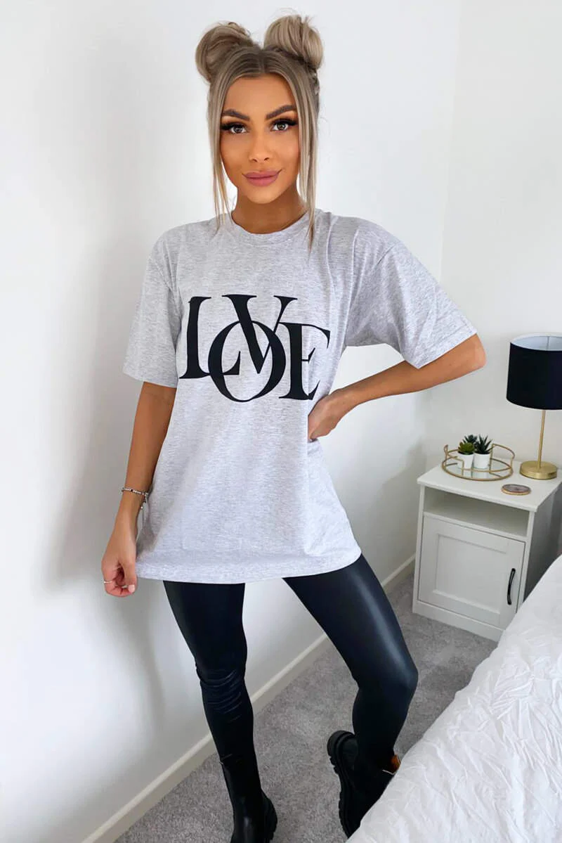 Grey Love Oversized Tee - Swimclubus