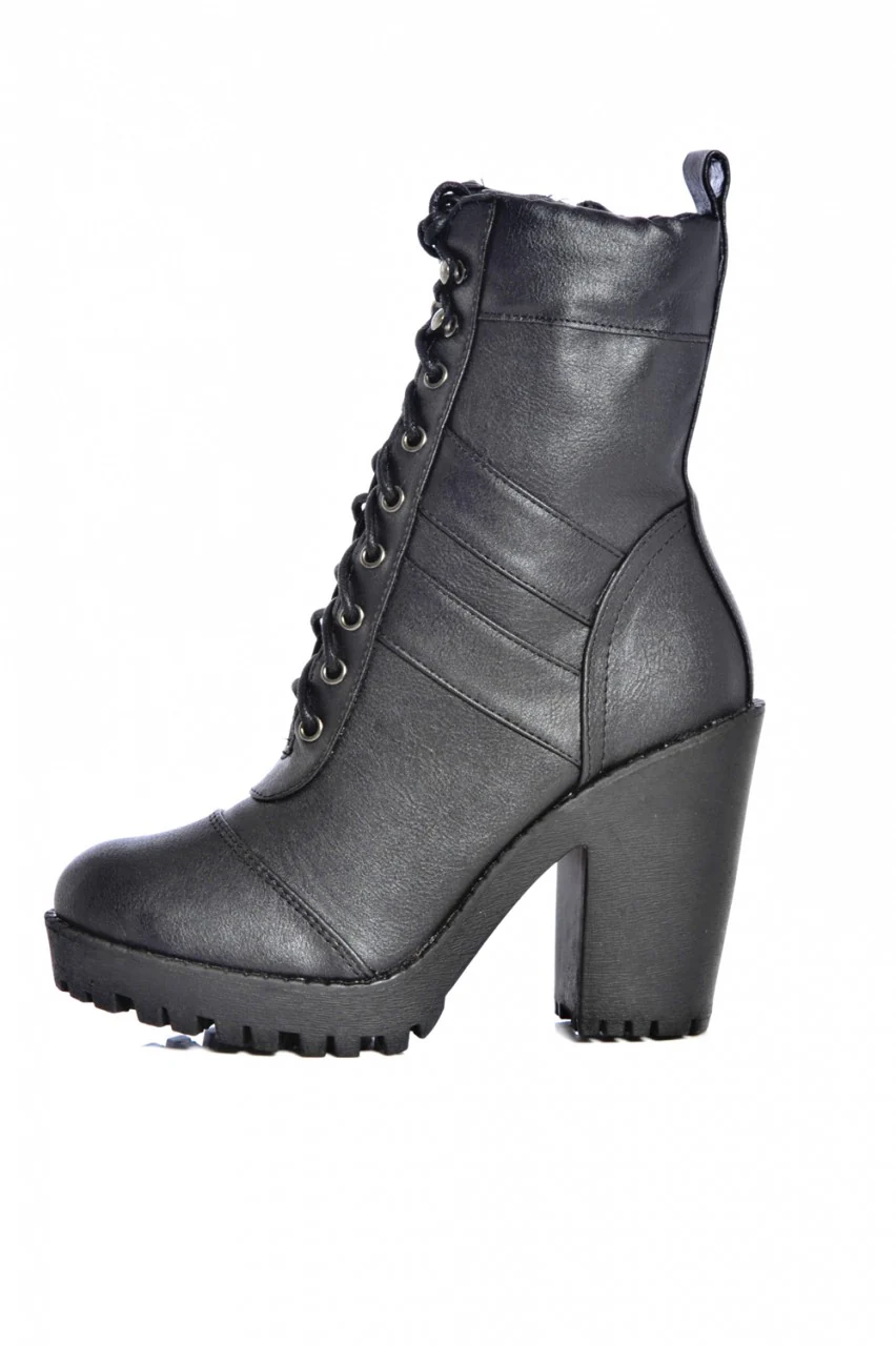 Heeled Lace Up Front Boot - Swimclubus