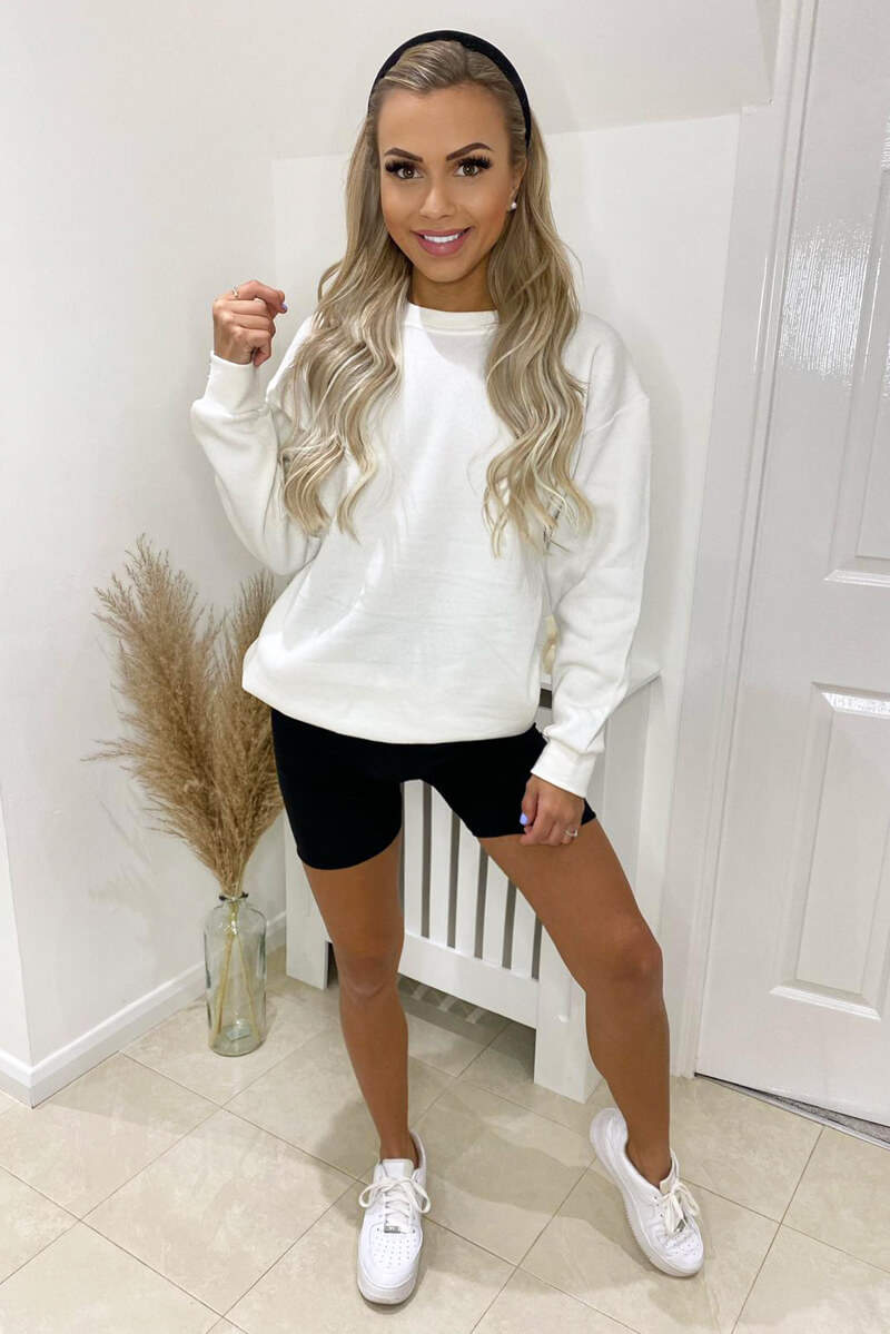 Cream Oversized Sweatshirt - Swimclubus