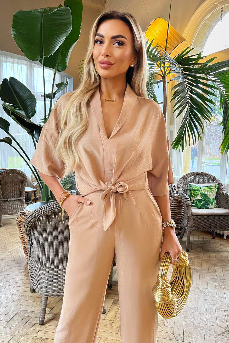 Stone V-Neck Collar Tie Front Shirt - Swimclubus