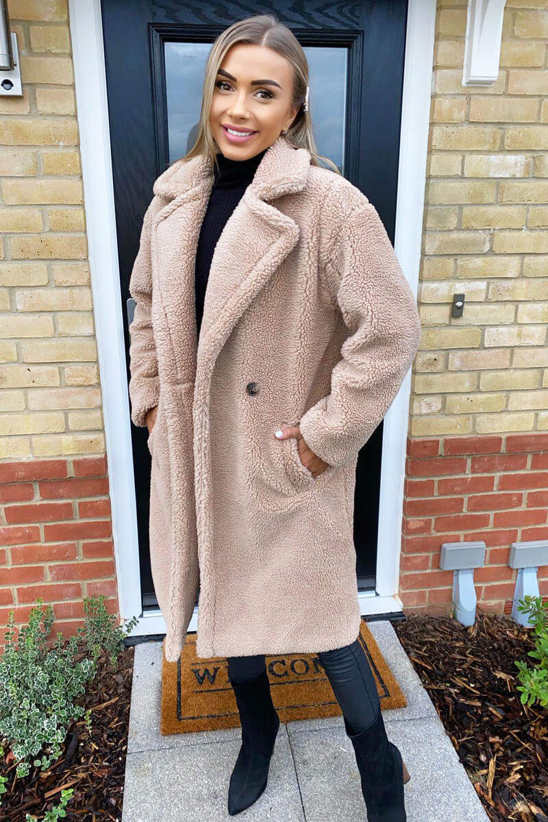 Oatmeal Faux Fur Teddy Coat - Swimclubus