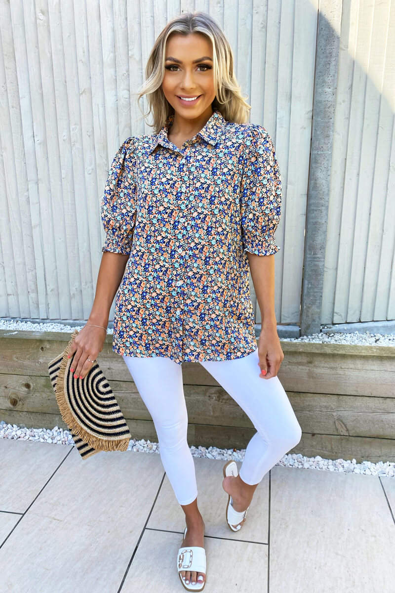 Multi Floral Short Sleeve Shirt - Swimclubus