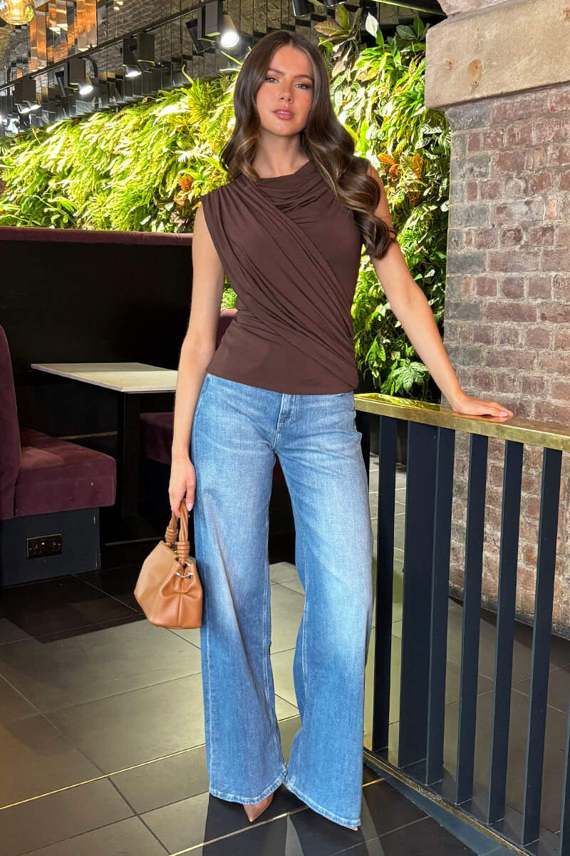 Chocolate Draped Front Top - Swimclubus