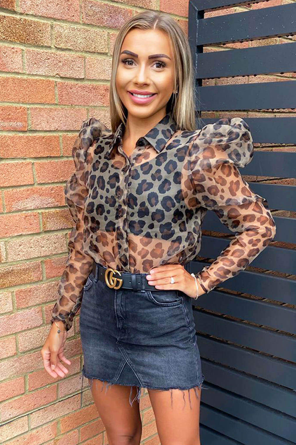 Multi Animal Printed Puff Sleeve Sheer Top - Swimclubus