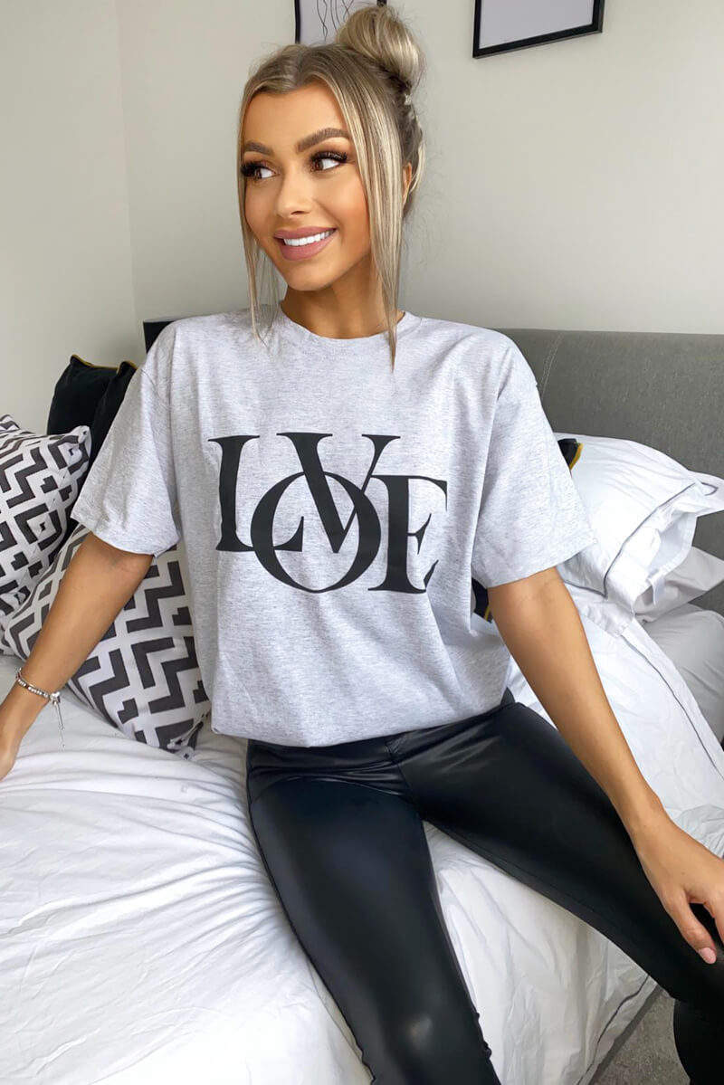Grey Love Oversized Tee - Swimclubus