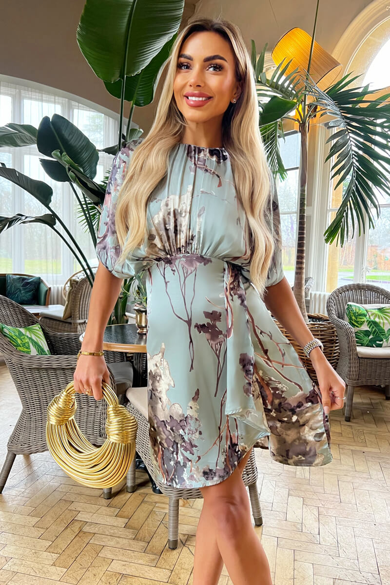 Duck Egg Print Batwing Mini Dress - Swimclubus