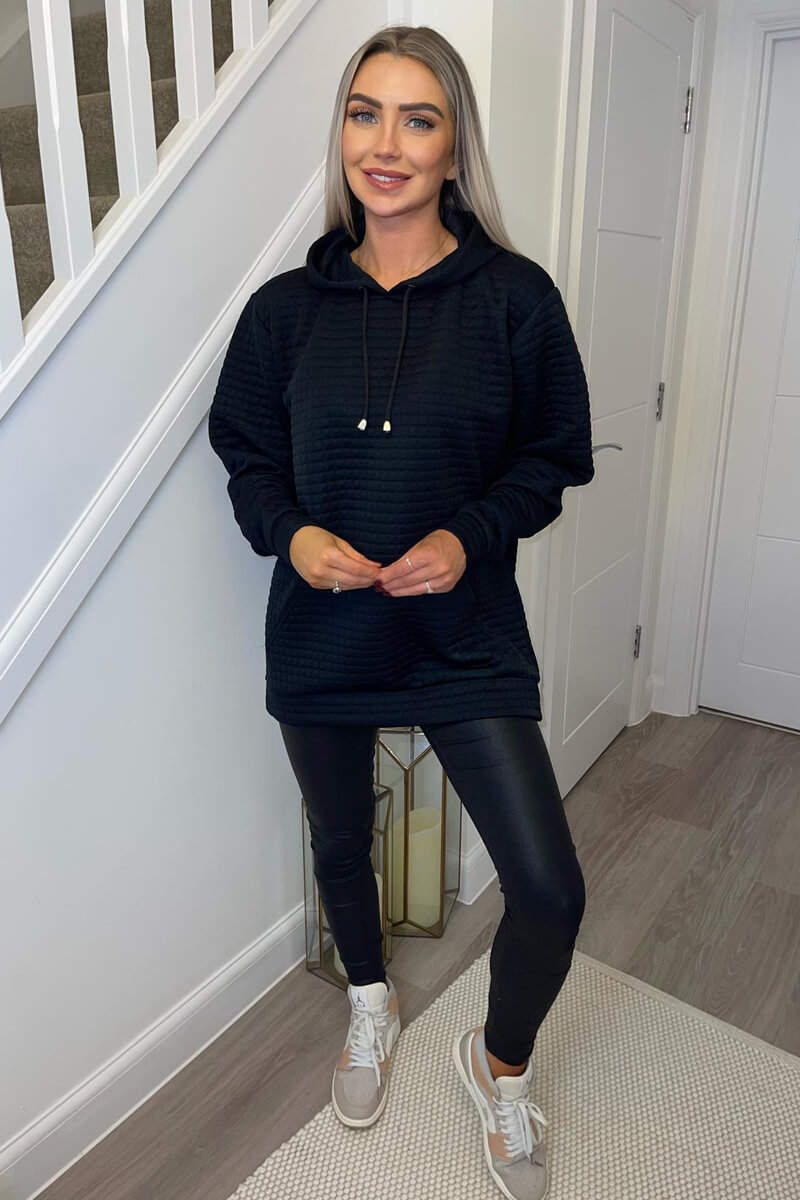 Black Quilted Hoodie - Swimclubus