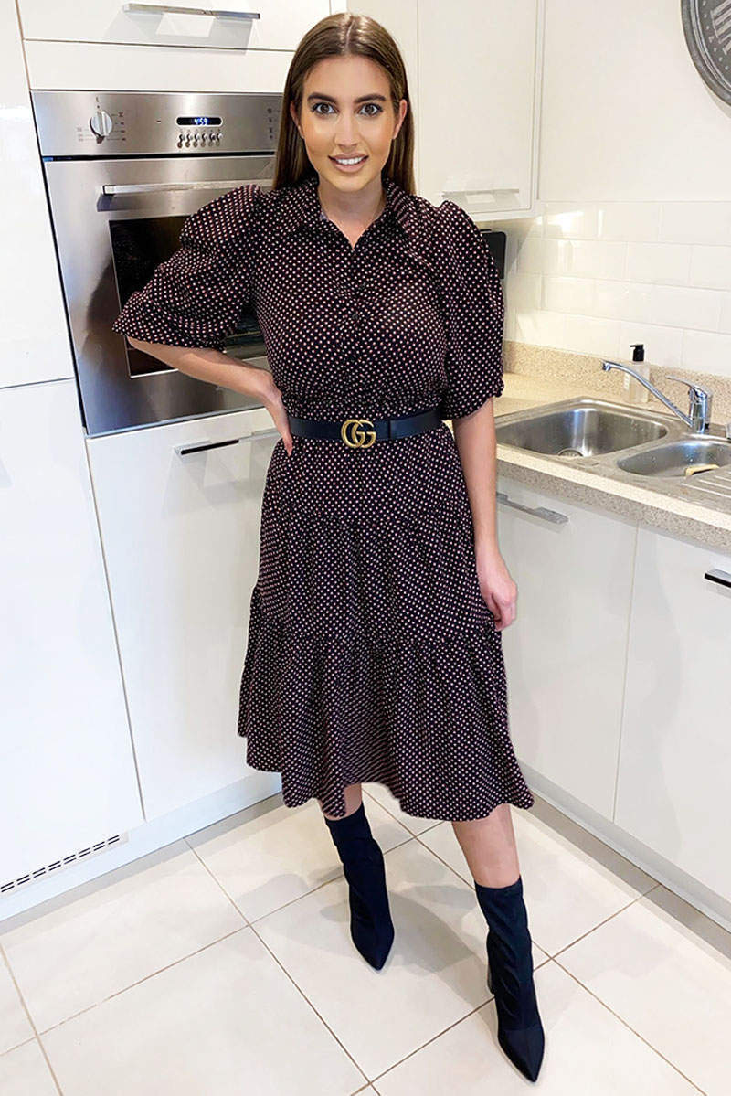 Black Square Printed Button Up Swing Dress - Swimclubus