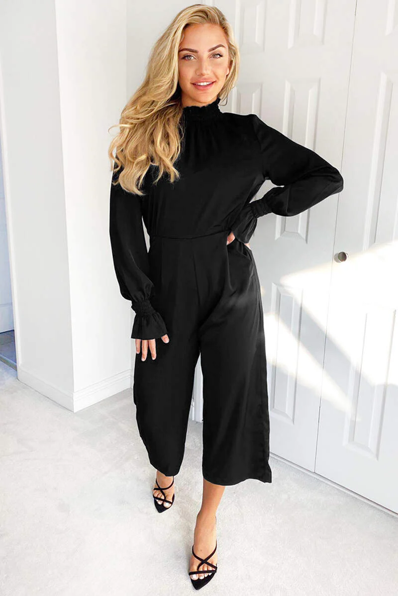 Black High Neck Jumpsuit - Swimclubus