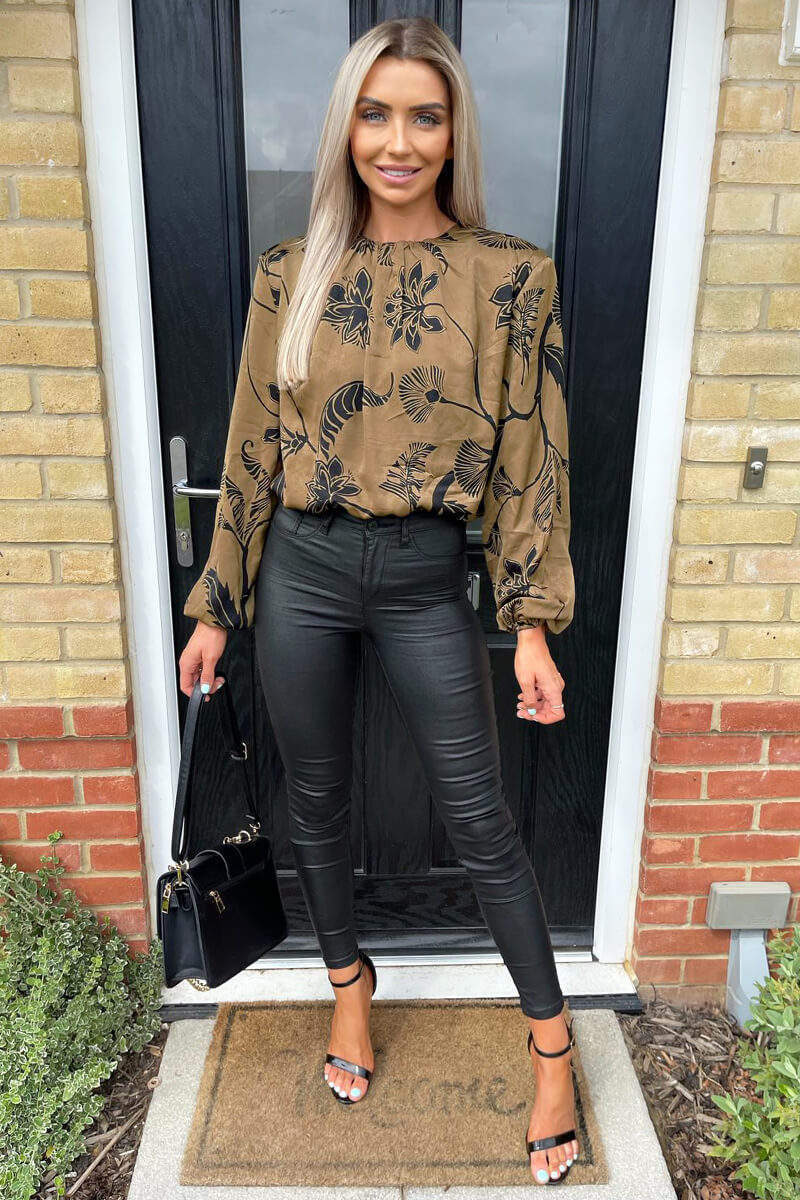 Multi Floral Print Shoulder Padded Blouse - Swimclubus