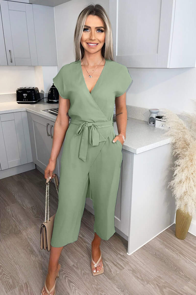 Sage Wrap Belted Jumpsuit - Swimclubus