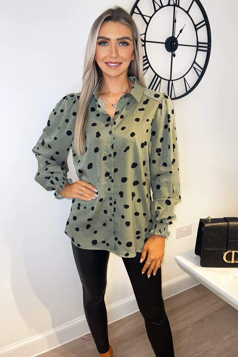 Khaki Printed Button Up Shirt - Swimclubus