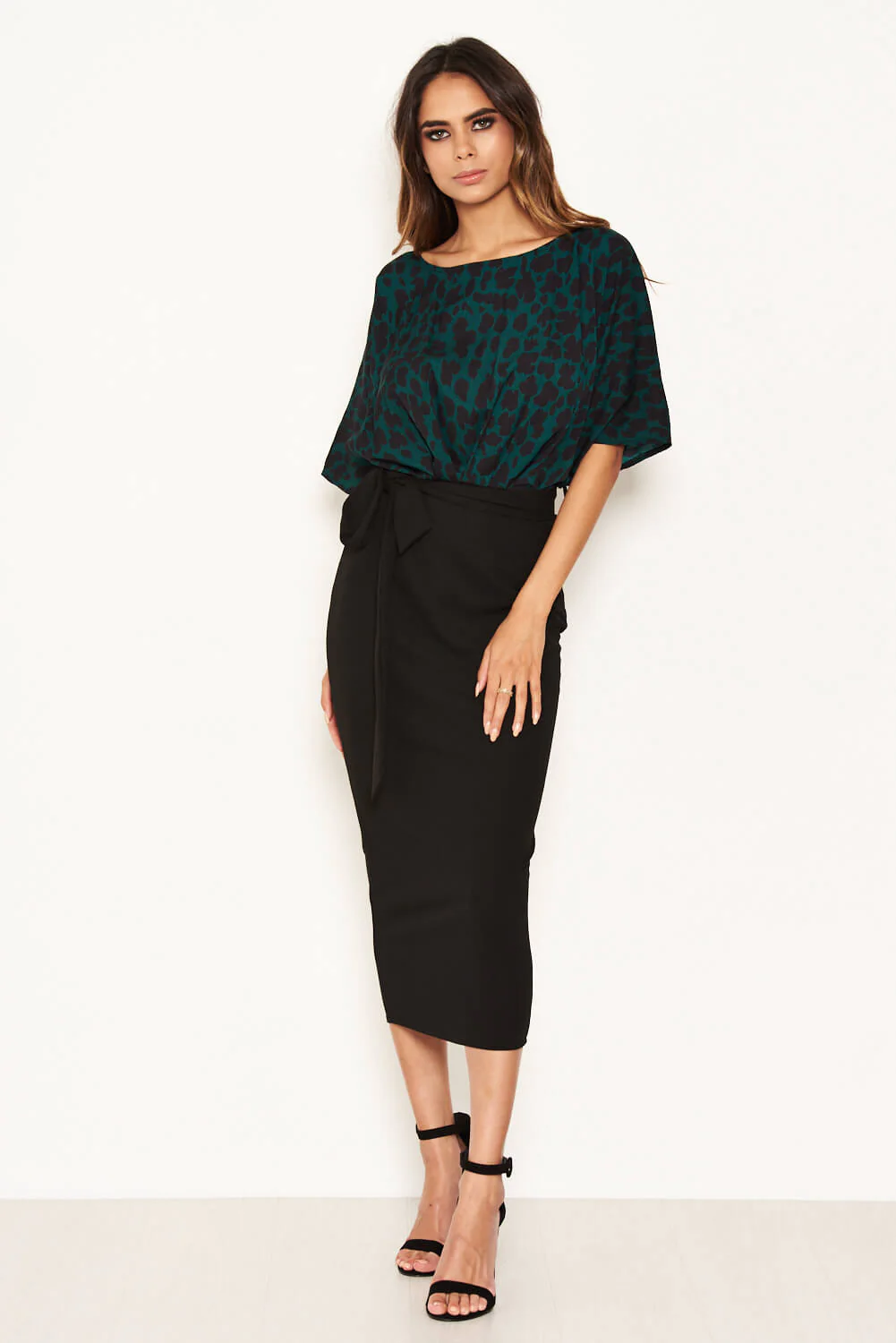 Green Animal Print 2 In 1 Midi Dress - Swimclubus