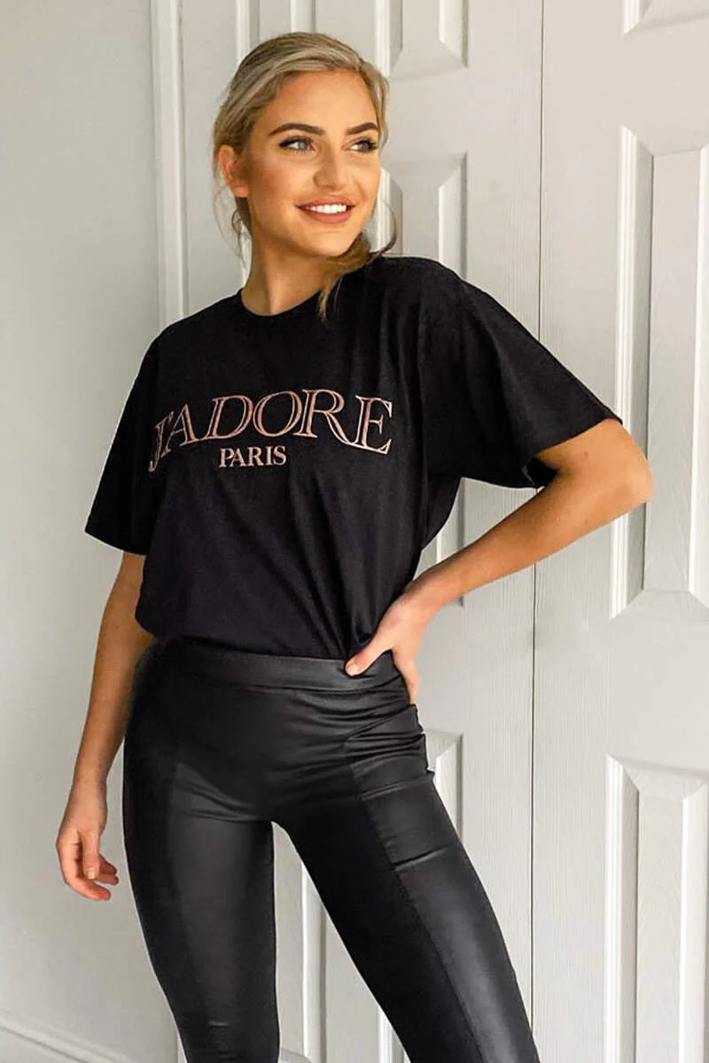 Black Jadore Oversized Tee - Swimclubus