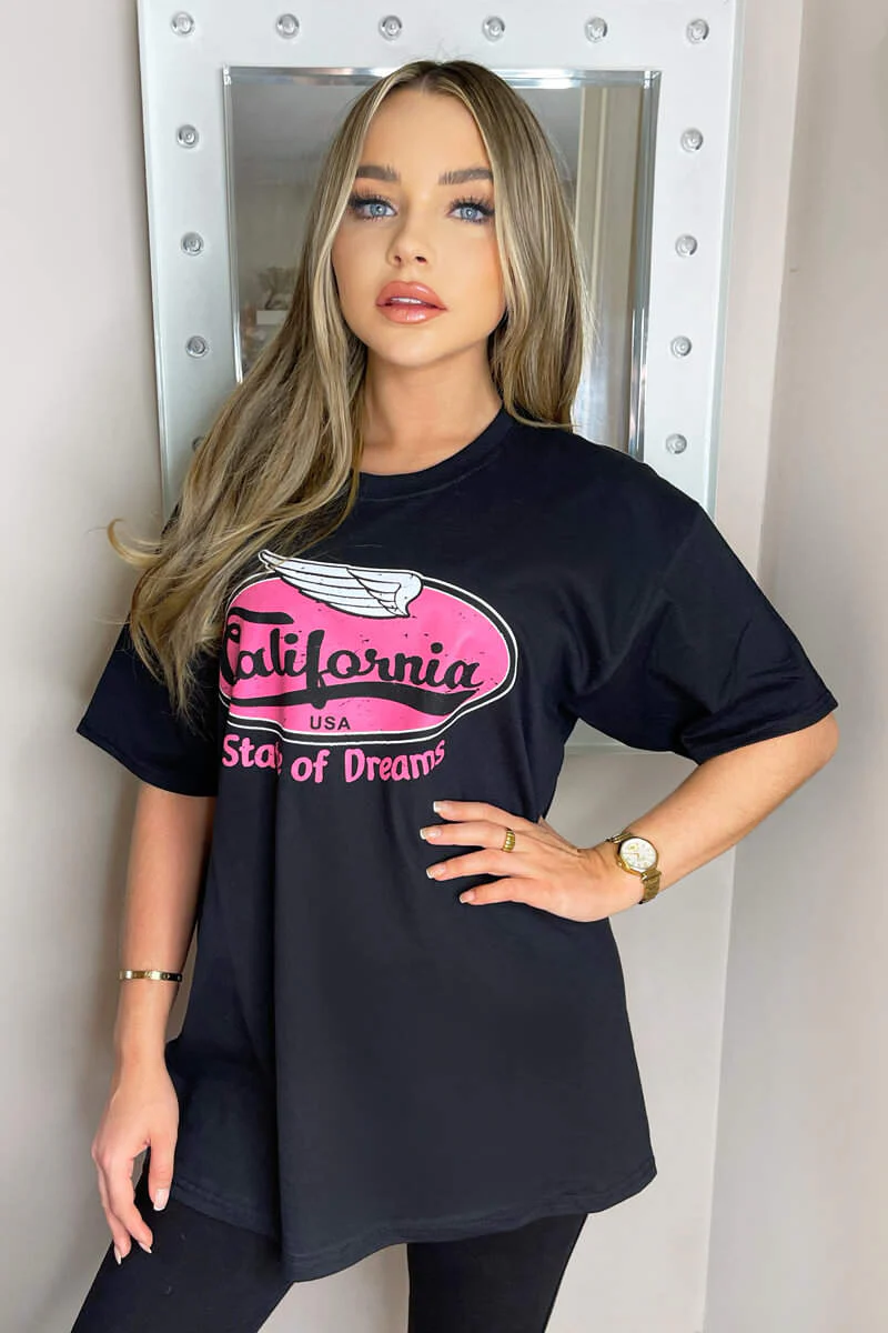 Black California Printed T-Shirt - Swimclubus
