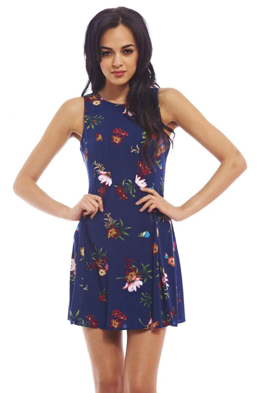 Summer  Floral  Printed Day Skater Dress - Swimclubus