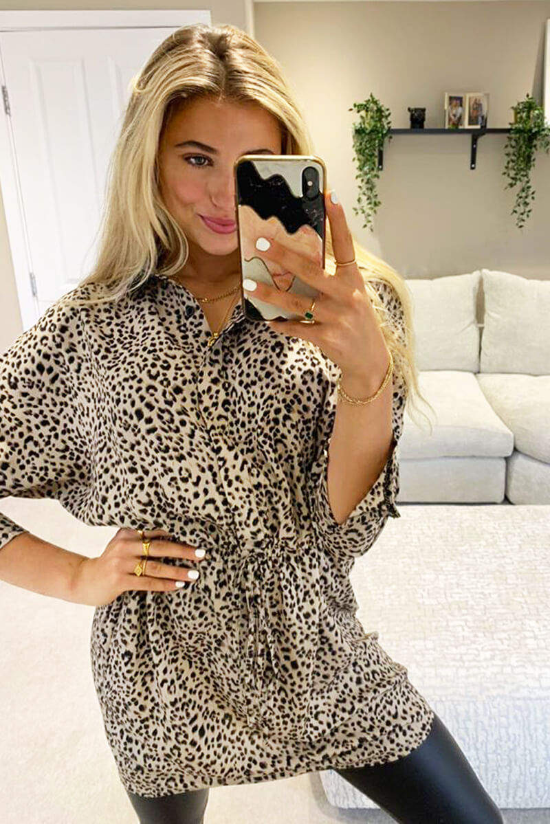 Multi Animal Print Shirt Dress - Swimclubus