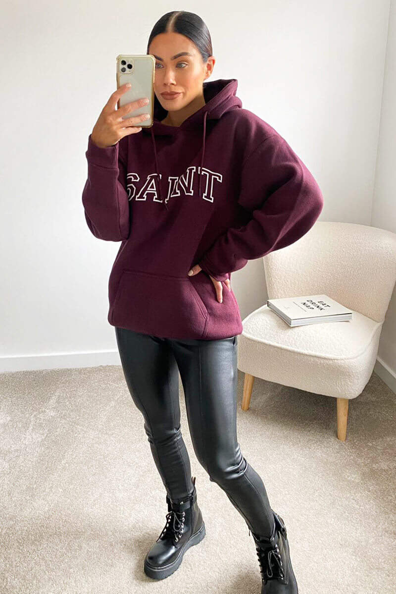 Wine Saint Oversized Hoodie - Swimclubus