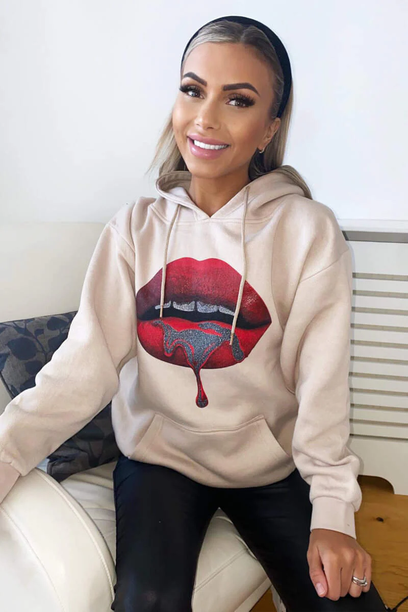 Stone Red Lips Hoodie - Swimclubus