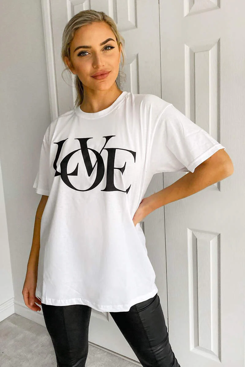 White Love Oversized Tee - Swimclubus