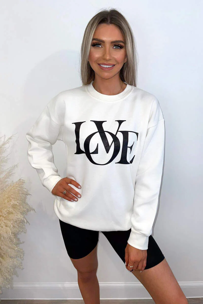 Cream LOVE Sweatshirt - Swimclubus