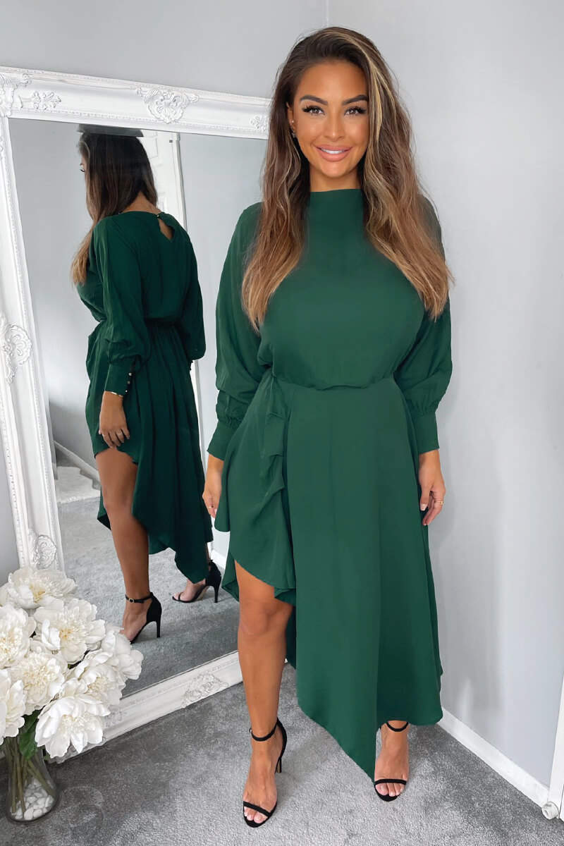 Teal High Low Skirt Midi Dress - Swimclubus