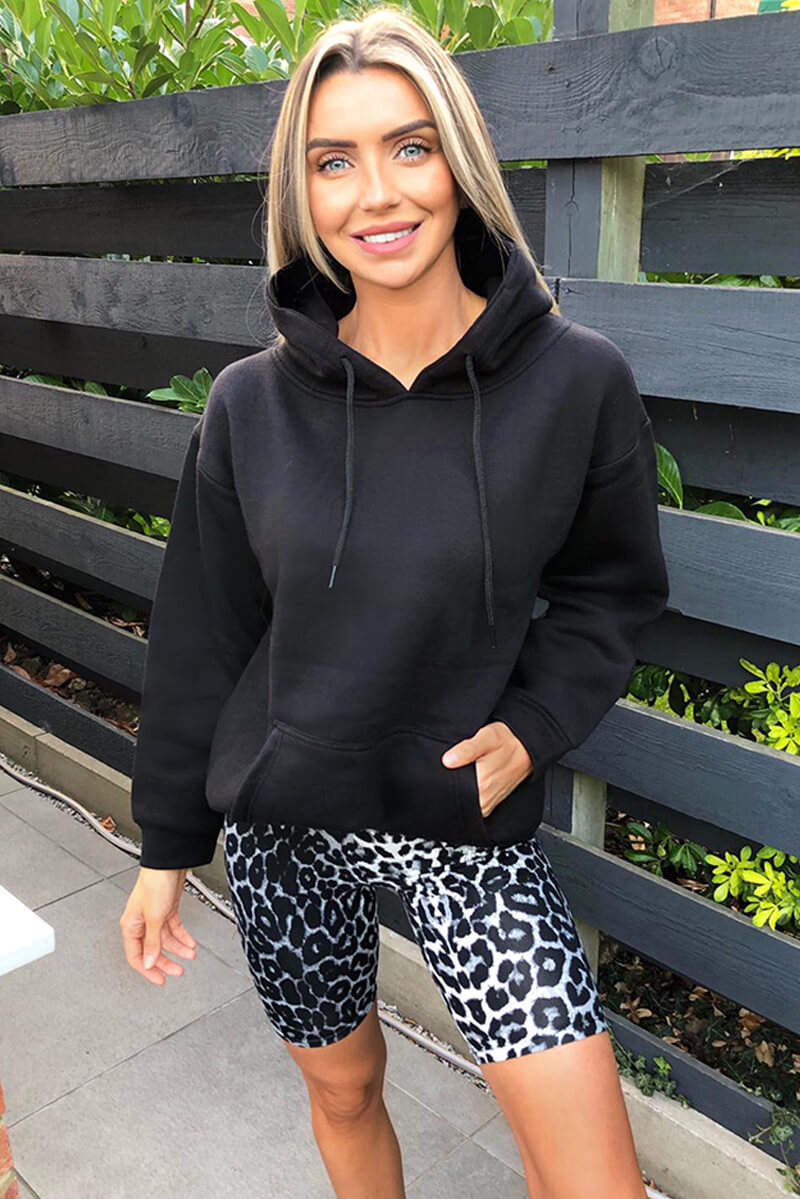 Black Animal Printed Cycle shorts - Swimclubus