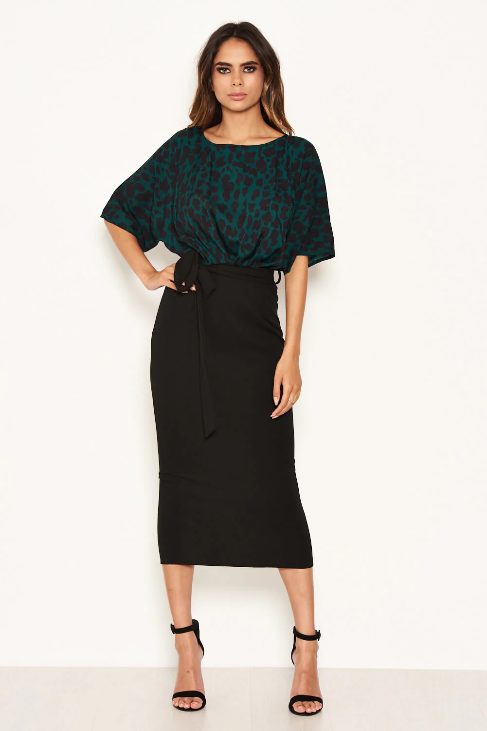 Green Animal Print 2 In 1 Midi Dress - Swimclubus