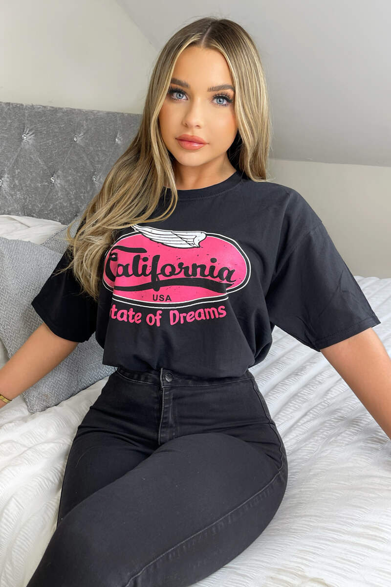 Black California Printed T-Shirt - Swimclubus