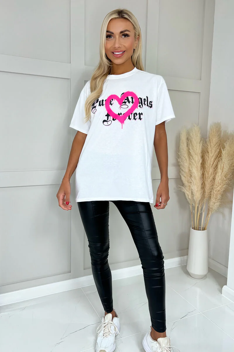 White Pure Angels Slogan T- Shirt - Swimclubus