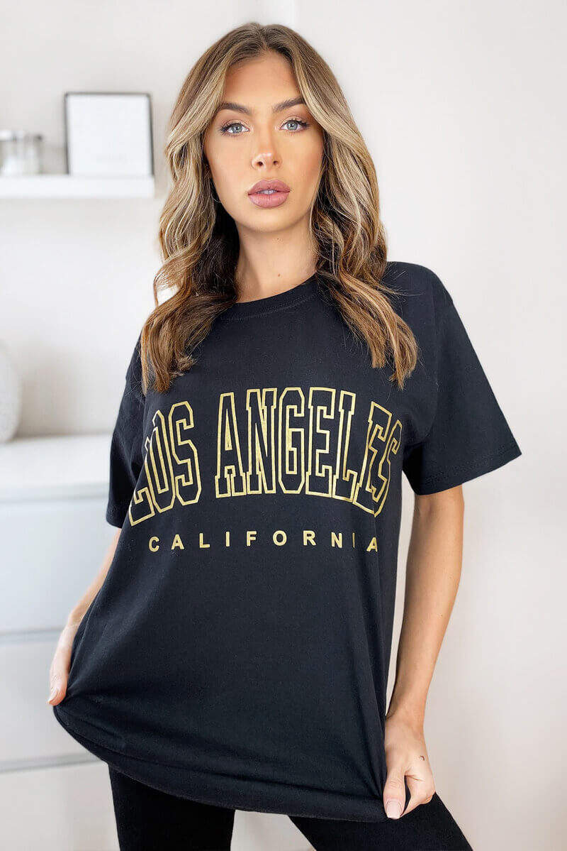 Black LA Oversized Tee - Swimclubus
