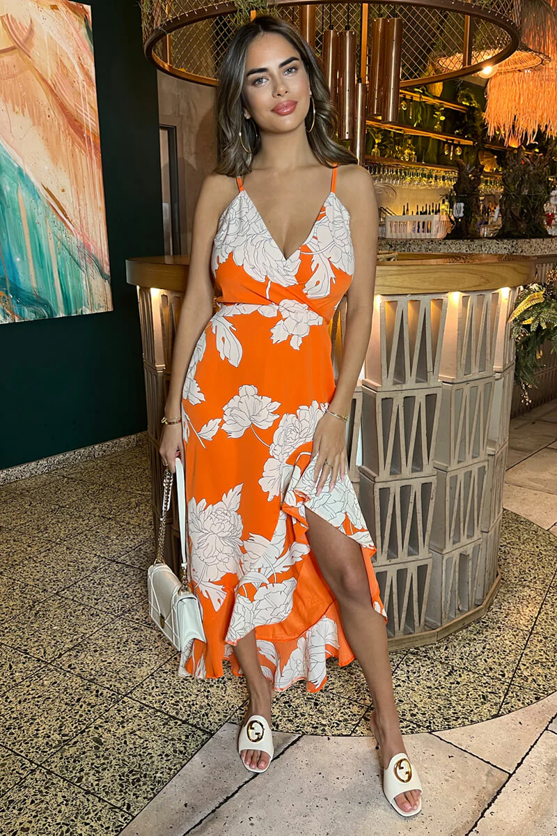 Blood Orange Frill Hem Midi Dress - Swimclubus