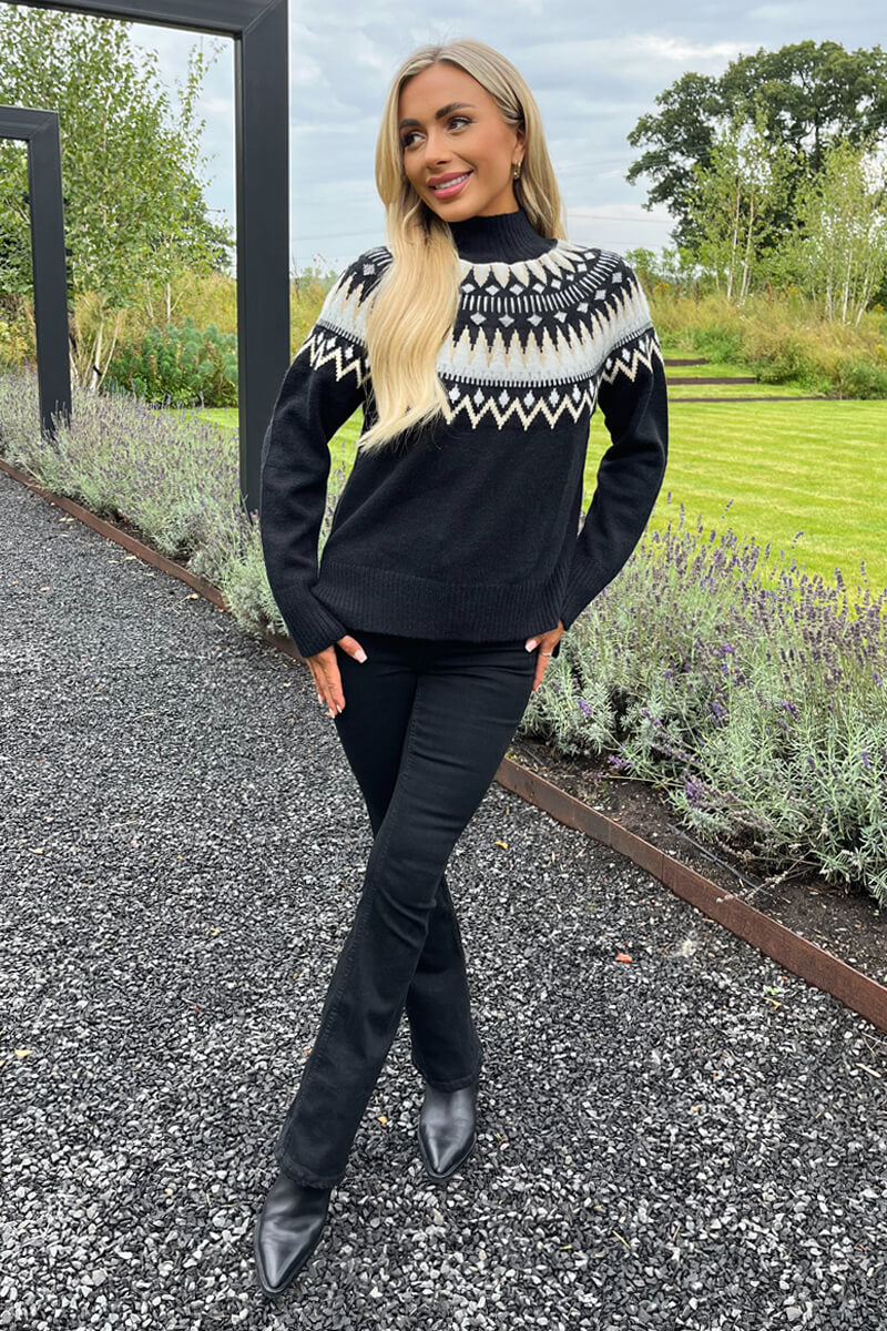 Black Fairisle Knitted Jumper - Swimclubus