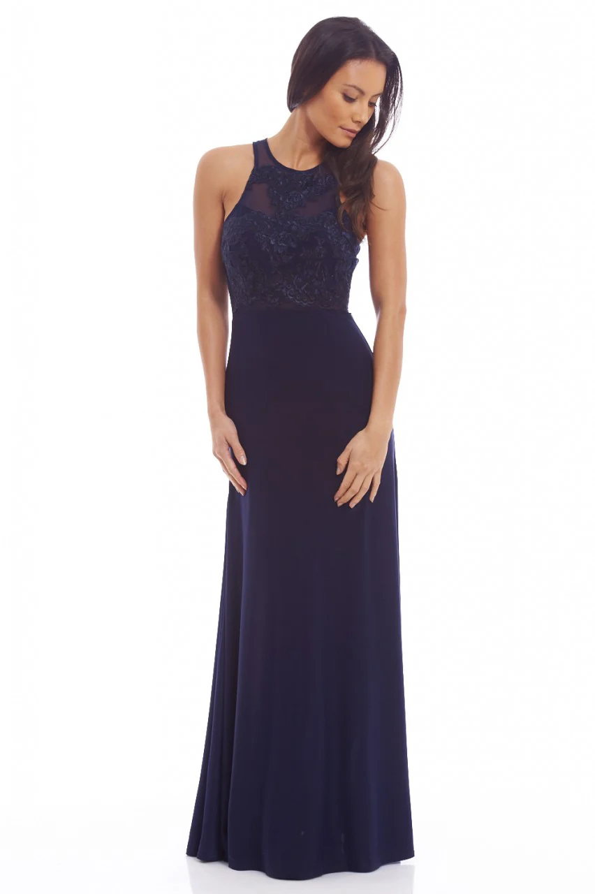 Navy Crochet Detail  Maxi Dress - Swimclubus