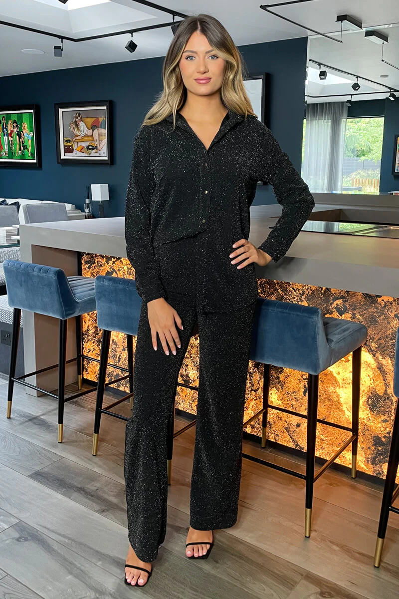 Black Sparkly Trousers - Swimclubus