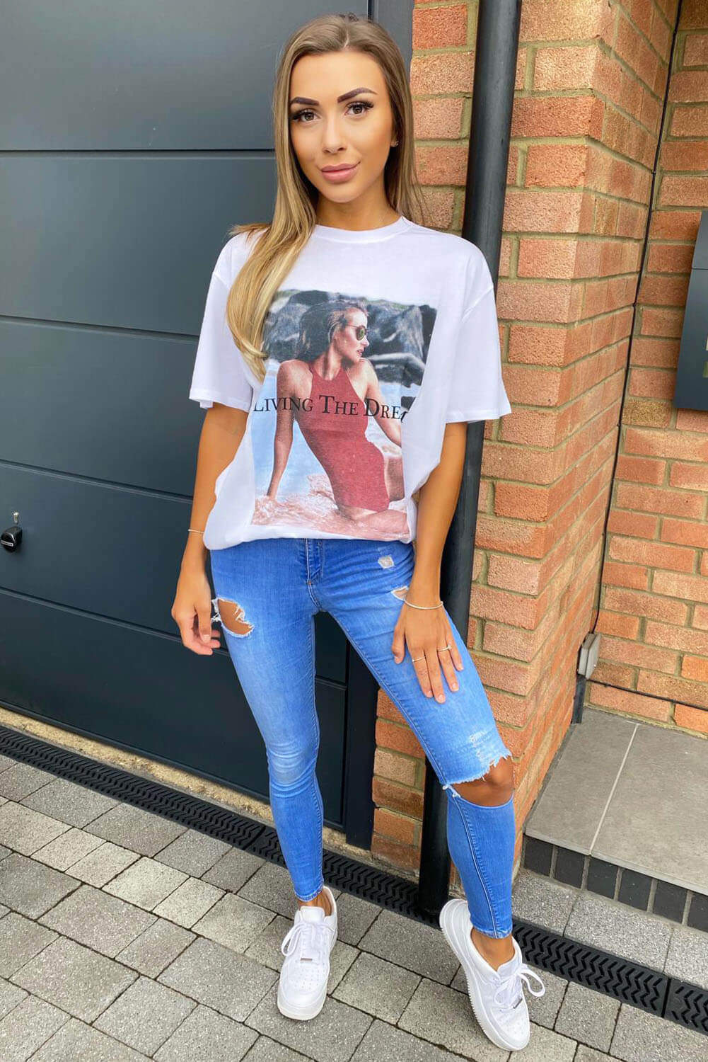 White Living The Dream Oversized T-Shirt - Swimclubus