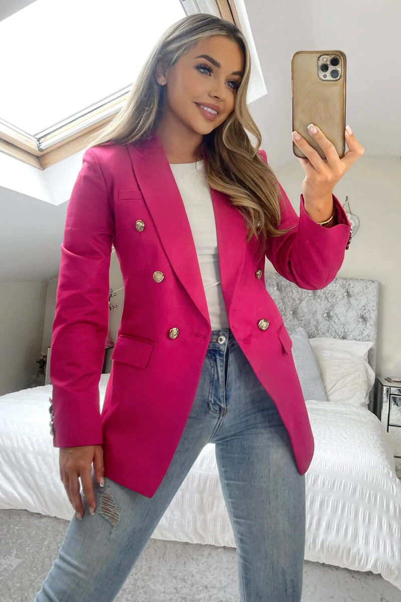 Pink Military Style Blazer - Swimclubus