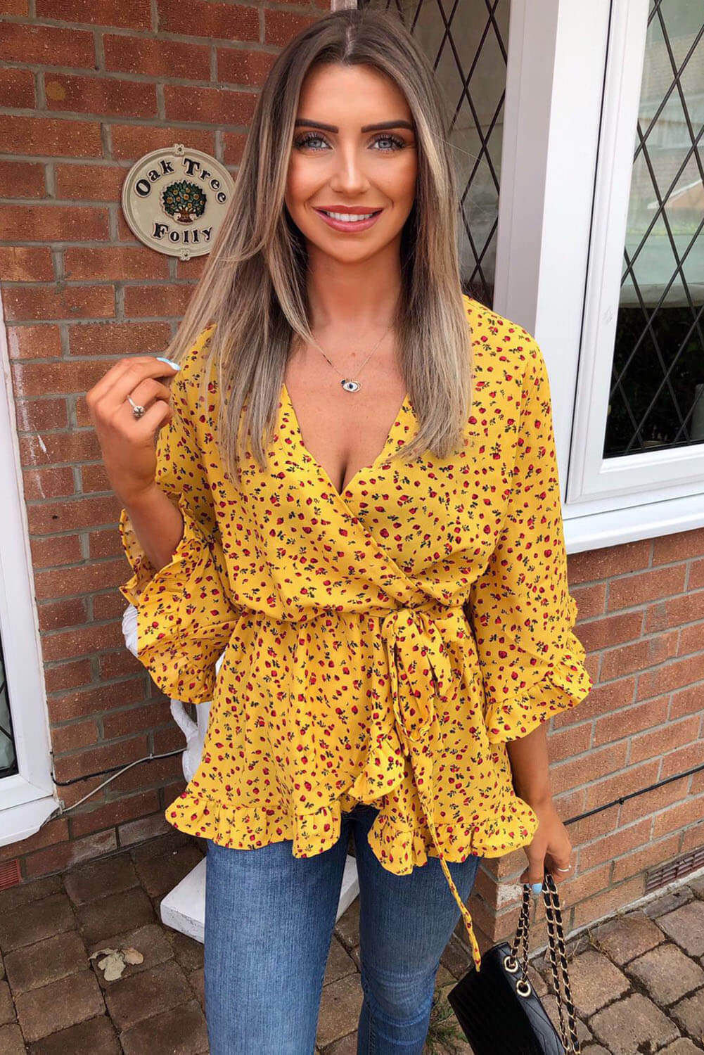 Yellow Floral Printed Top - Swimclubus