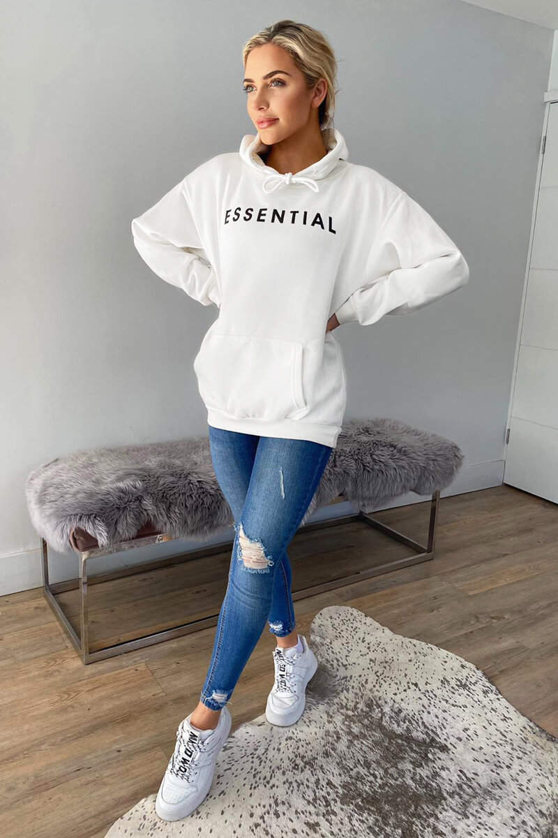 Cream Essential Oversized Hoodie - Swimclubus
