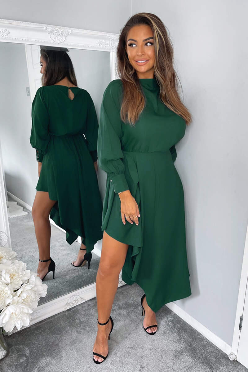 Teal High Low Skirt Midi Dress - Swimclubus