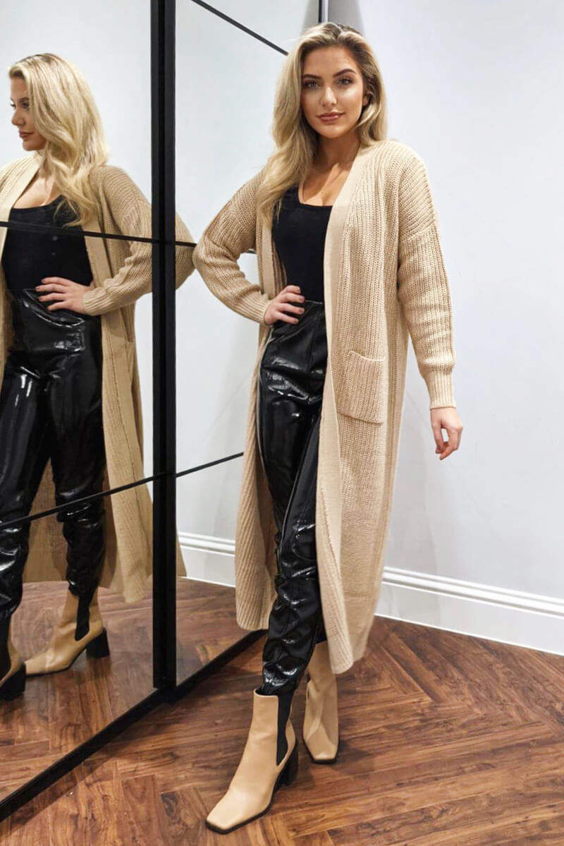 Stone Longline Knitted Cardigan - Swimclubus